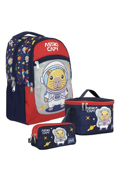 capybara (Boy - Navy Blue - Red) Primary School Triple Bag Set - Setcpb5227A
