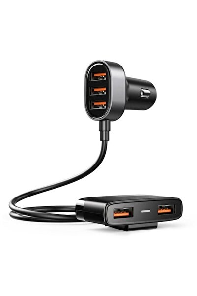 Gear Priza auto pentru Telefon, Fit, 5x USB, 6.2A, 1.5m, O53, Silicon Flex, Deep Dark