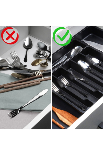 shumee Extendable cutlery drawer black 33-56.5x37.5 cm