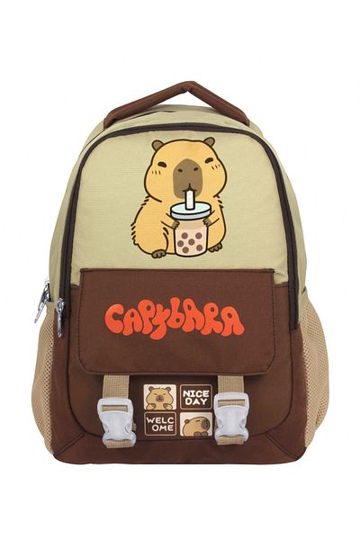 capybara Boy's Primary School School Backpack - Brown - Beige - 5200