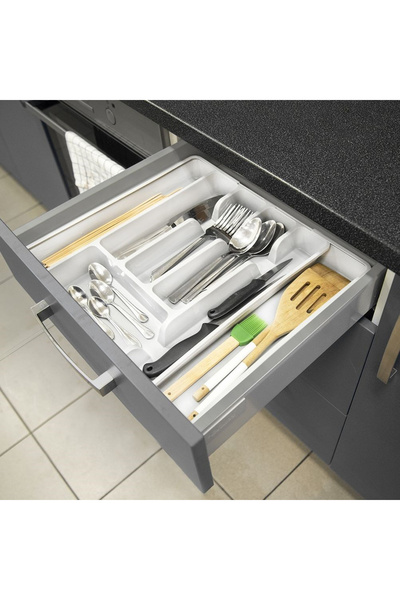 shumee Pull-out cutlery drawer, white, 36.5 x 27.5-44 cm