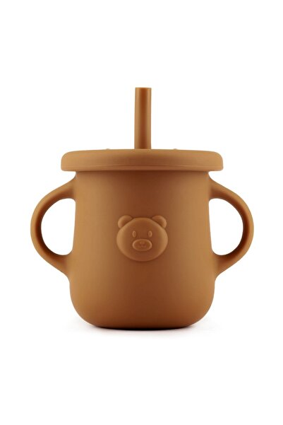 Kidnort Cana din silicon cu manere capac si pai 200 ml Retter Brun