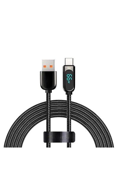 Gear Cablu de alimentare de date USB la tip C 66W, 2m, PVC, negru intens