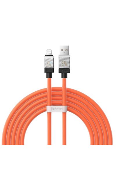 Baseus Cablu de alimentare date USB-A la Lightning, încărcare rapidă, GEAR Protect, 2.4A, 2m, K44, TPE, portocaliu