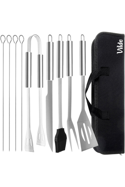shumee Set de 10 ustensile de grătar din oțel cu husă.