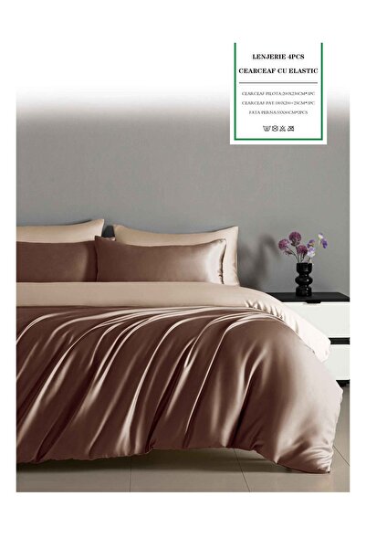 CHIRASO CHIRASO Bedding Set, Shiny SATIN, ELASTIC Sheet 180x200cm, Duvet Cover 200x230cm, 2 Pillowcases