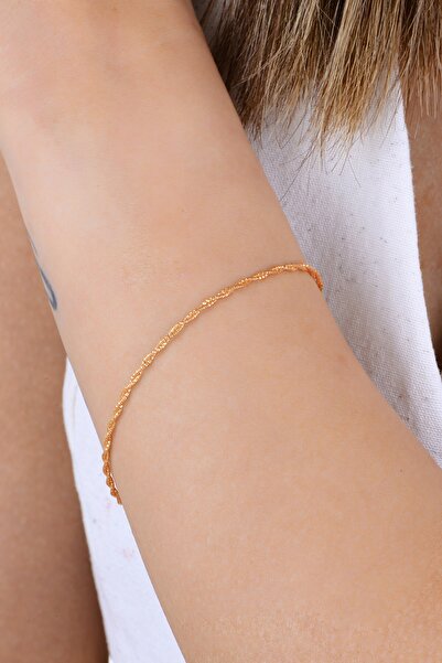 Söğütlü Silver Gümüş rose çift burgulu İtalyan bileklik SGTL12941ROSE