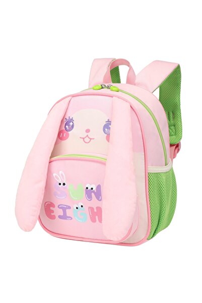 SUN EIGHT 12-inch Kids Backpack Cute Pink Rabbit Carton Bag for Preschool Gir...