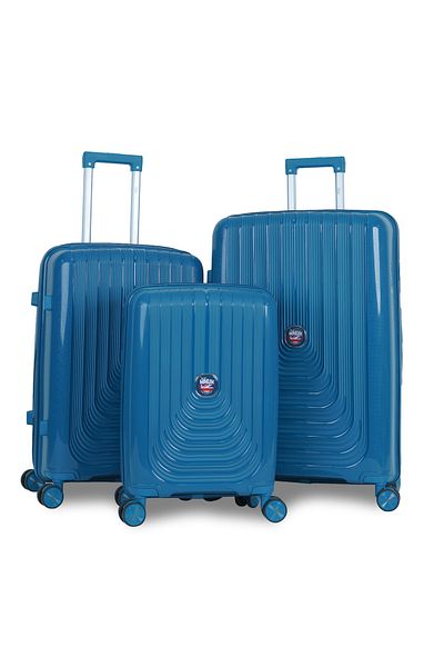 Mnuk Viajero Stra Set of 3 Luggage with Anti-Theft Zipper, TSA Lock, PP Material| Size 28/24/20-Blue