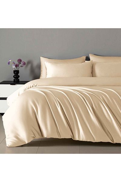 CHIRASO CHIRASO Bedding Set, Shiny SATIN, ELASTIC Sheet 180x200cm, Duvet Cover 200x230cm, 2 Pillowcases