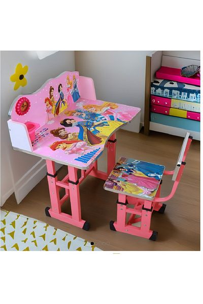 Generic Princess Set Study Table and Chair for Children Made of Handmade Toby Wood