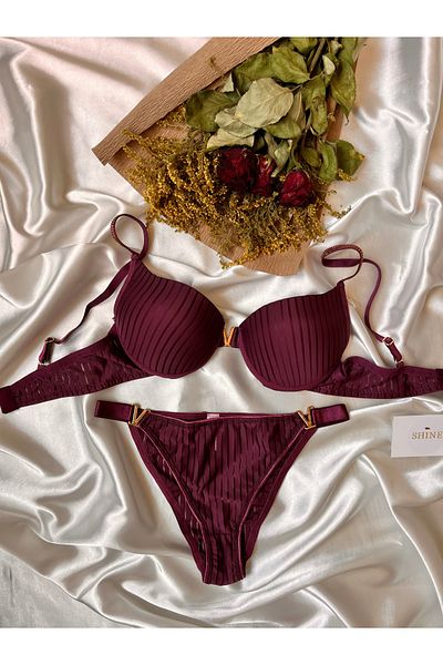 beshineunderwear Amora V Plum Bra Set