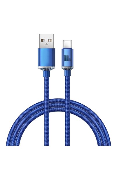 Gear Cablu de alimentare date USB la Type-C 100W, Protecție, 2m, M47, PVC, Albastru