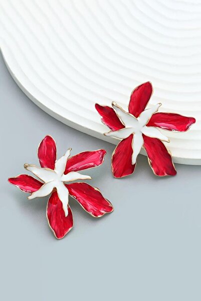 TAKIŞTIR Altın Renk Çiçek Figürlü Küpe (Çift)