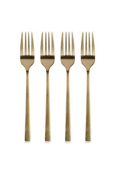 shumee Gold-plated steel dessert forks, 4 pieces.