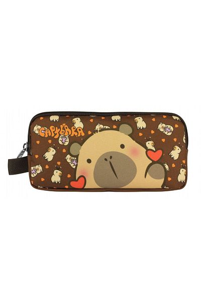 capybara Boy's Two Compartment Pencil Bag - Brown - 5211