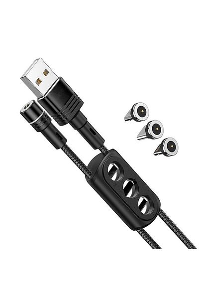 Gear Cablu de încărcare USB-A la Lightning, Tip-C, Micro-USB, Turbo 20W, 2.4A, 1.2m, Alumix, Deep D