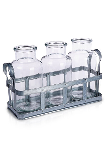 shumee Vază de flori din sticlă cu suport, 3 buc.