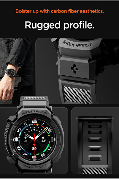 Spigen Galaxy Watch 8 (44mm) Rugged Armor Pro Case With Band - Matte Black