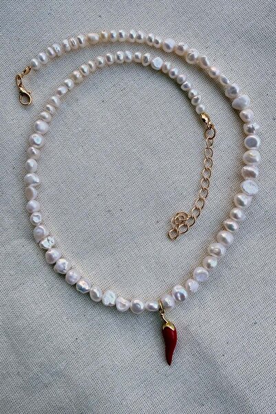 The Leia Biber Detaylı Mini İnci Kolye / 925 Ayar Gümüş