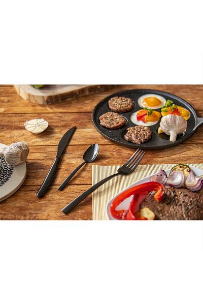 shumee Black steel cutlery set for 6 people BLACK 24 pieces.