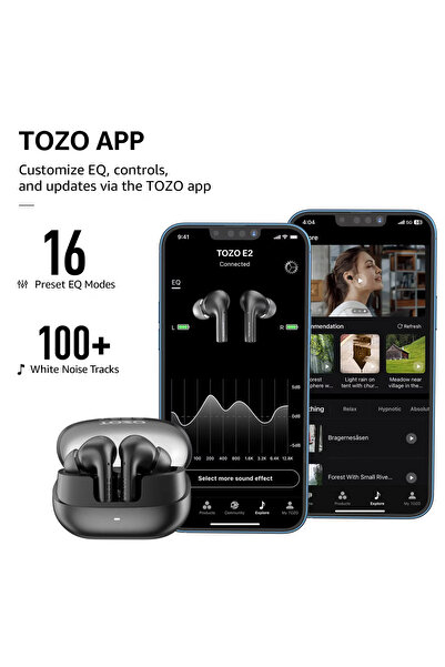 Smart Vibe TOZO AgileNova - Casti Wireless ANC, Bluetooth 5.3, Autonomie 23h, Microfon, Auto Connect, Black