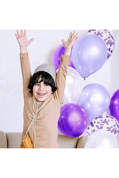 Ynzzw Set of 60 party balloons, latex, purple/white, 30 cm