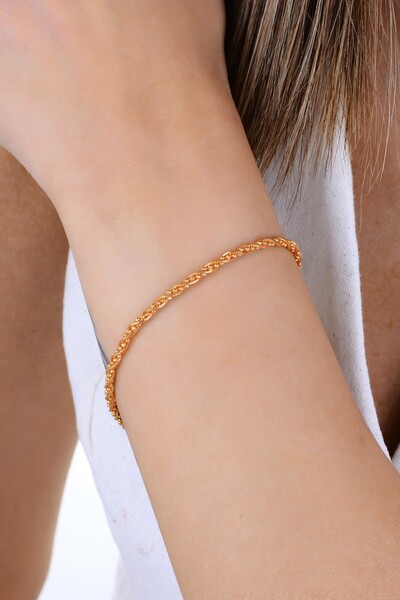 Söğütlü Silver Gümüş rose top zincir detaylı burgulu İtalyan bileklik SGTL129...