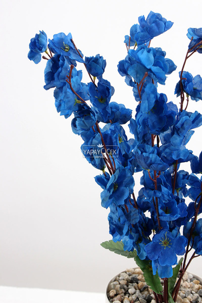 Yapay Çiçek Deposu Yapay Mini Bahar Dalı Japon Kiraz Çiçeği Ağacı 50 cm Lacivert