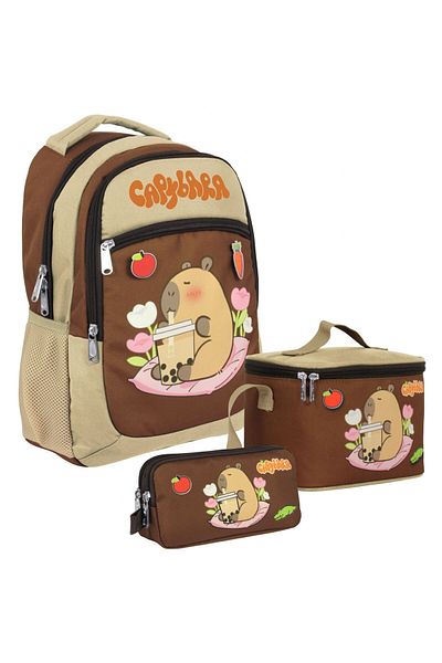 capybara (Boy - Beige - Brown) Primary School Triple Bag Set - Setcpb5230A