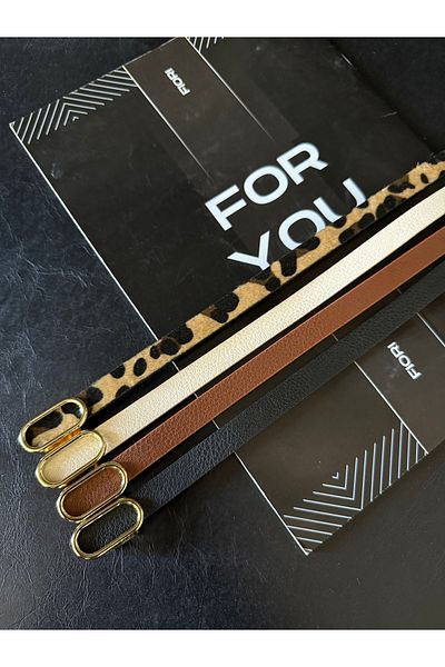 FioriModa Imported Oval Gold Buckle Thin Belt, Trouser Belt, Shirt Belt, Jacket Belt