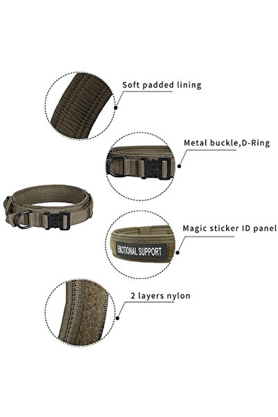 Lion camo Tactical Dog Collar with Leash, Adjustable Nylon Collar for Military Dog Training