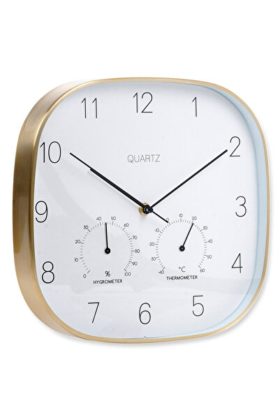 shumee Wall clock with thermometer and hygrometer, white gold, 28.5 cm