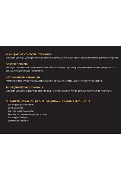 Petsuit Elizabeth Yakalık Kedi – Siyah, Rahat ve Ayarlanabilir Koruma Boyunluğu Kedi Yakalık