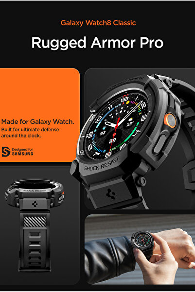 Spigen Galaxy Watch 8 (44mm) Rugged Armor Pro Case With Band - Matte Black