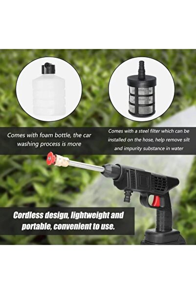 Generic WOLF pihot 68V Portable Battery Cordless Pressure Washer with Two Batteries - Black