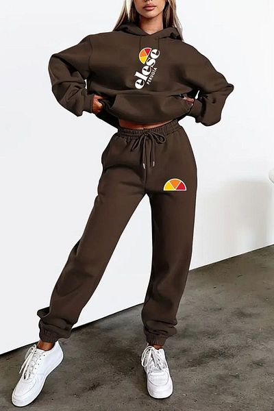 aynewmoda Simple Printed long sleeve unisex tracksuit set