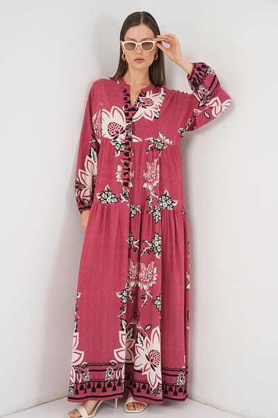 Bigdart Women's Patterned Long Hijab Dress 2585 - Dusty Rose