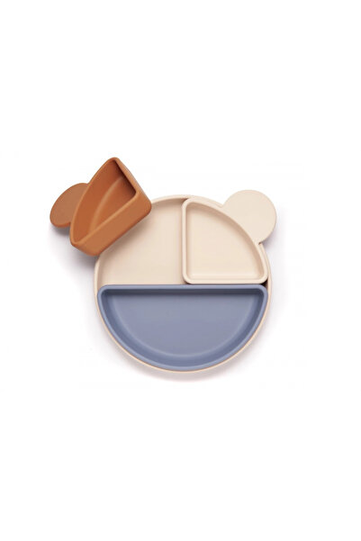 Kidnort Farfurie din silicon cu 3 compartimente detasabile Retter Mjolk Bej