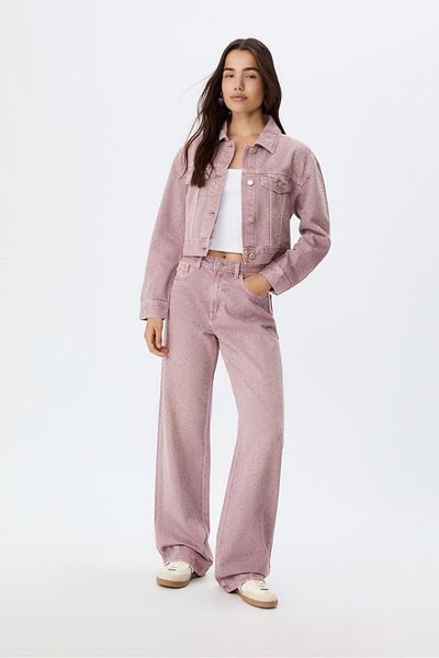 Stradivarius Straight-fit jeans with rhinestones