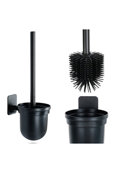 shumee Perie de toaletă din silicon cu recipient, pentru agățat, neagră, 35 cm