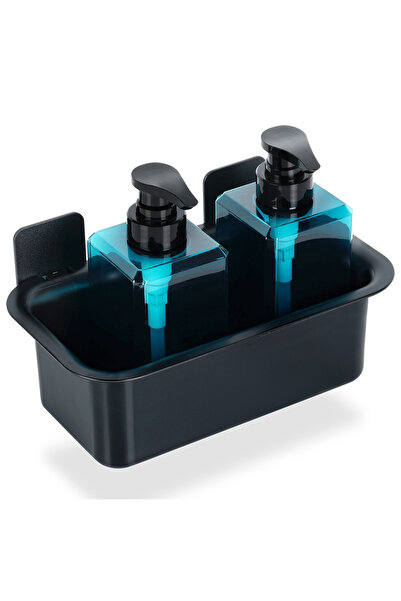 shumee Raft de duș negru, lipit, 23,5x13,5x11,5 cm