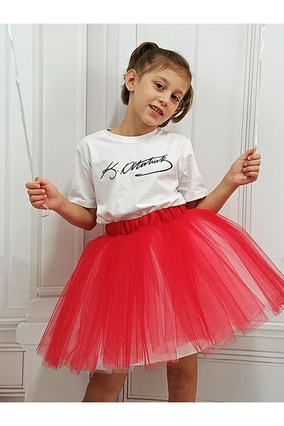 NSMLİFE There Is a Model Red / White Fluffy Tutu Skirt April 23 October 29 Show Skirt