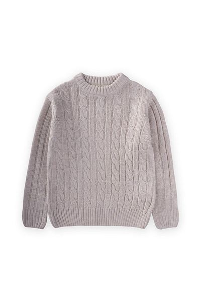 Cigit Hair Braided Sweater 1-8 Years Stone