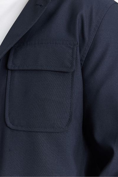 Frappoli Forex Men's Navy Blue Lycra Wool Blended Fabric 2-Piece Overshirt Jacket + Jogger Elastic Pants