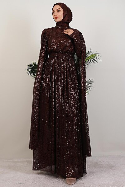 giz astore Pul Payet Pelerinli Abiye Acı kahve