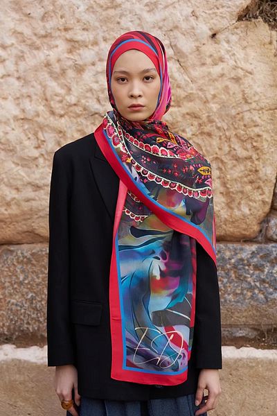 ED Scarf Sunrise Carnival Pattern Shawl - Pink