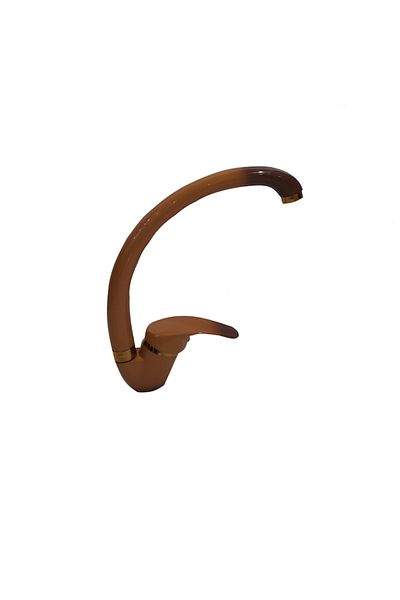 RAY Single-lever sink mixer, swan neck, brown