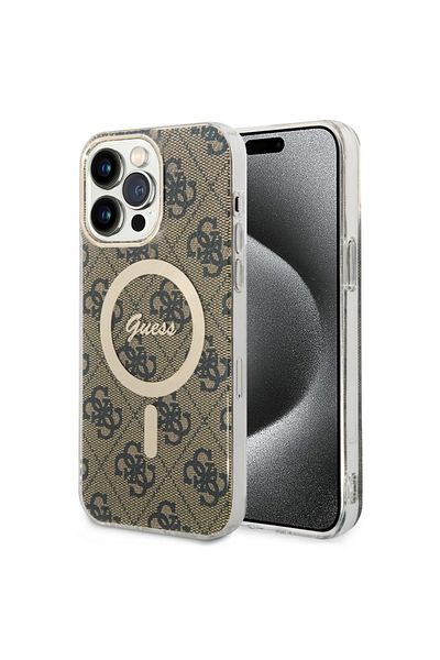 Guess Case for iPhone 15 Pro Max, IML 4G MagSafe, - Brown