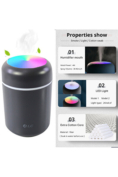 Biki Fawahah 300ml Mini Humidifier with LED Color Lights – Portable USB Aroma Diffuser
